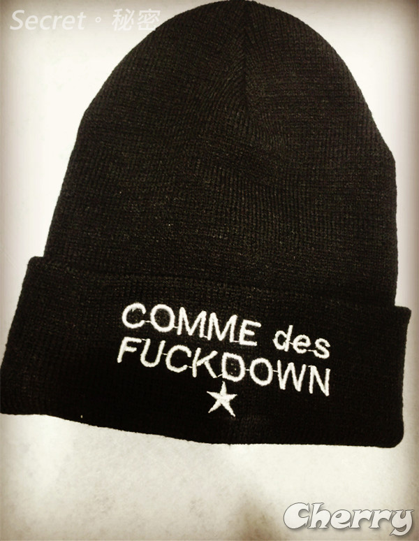 fuckdown黑色針織毛帽