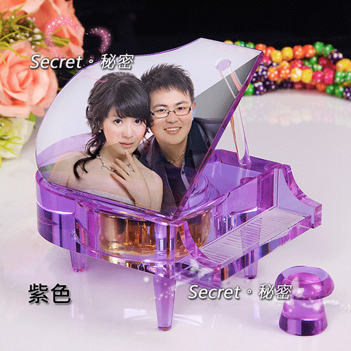 MP3水晶鋼琴電子式機芯音樂盒 生日結婚情人節聖誕禮物品 手工個性化訂製做可印相照片刻字及選歌